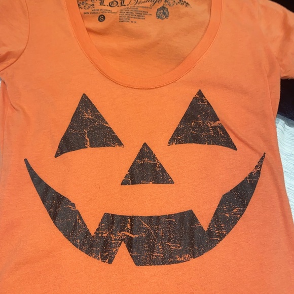 2 Junior Halloween T-shirt jersey tops LOL vintage S L jackolantern costume - Picture 4 of 6